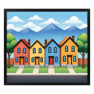 group of 3 houses representing neighborhood sticker