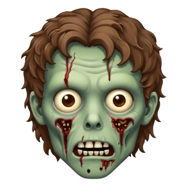 Zombie with lil bit curly medium brown hair sticker