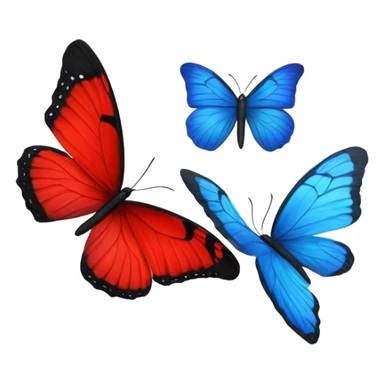A red and a blue butterfly flying sticker