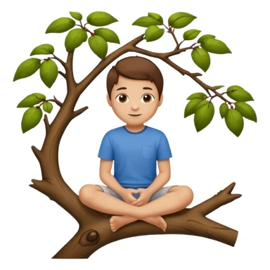 A Kid Sitting on a tree branch sticker