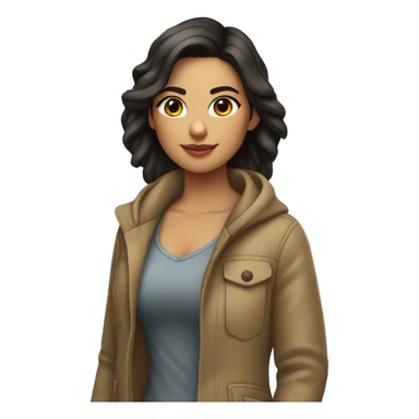 Chica joven morena con abrigo sticker