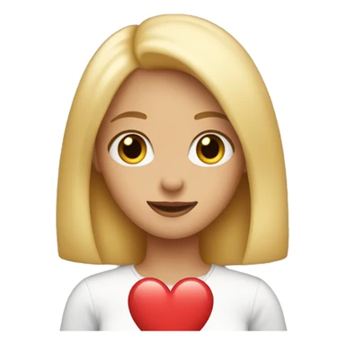 blonde with bob and brown eyes holds a heart in her hand sticker