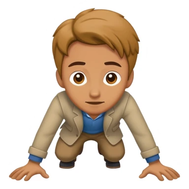 fully clothed man crawling on the ground sticker