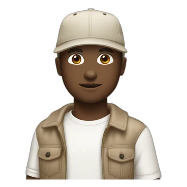 man in a burberry cap with a white t-shirt with white skin colour sticker
