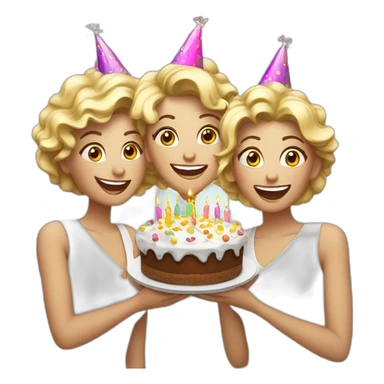 4 White ladies celebrating a birtday sticker