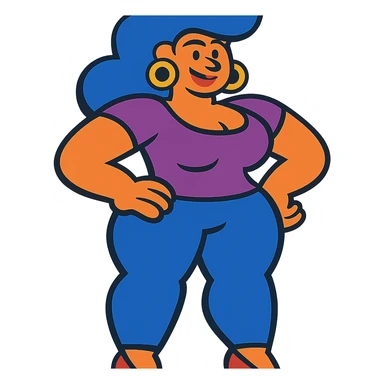 woman with exaggerated proportions sticker