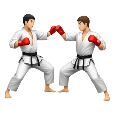 Round emblem symbolizing striking martial arts. The emblem features two fighters in dynamic stances, one delivering a powerful punch while the other defends with a block. In the center, a stylized fist and foot crossed to represent the essence of striking.  sticker