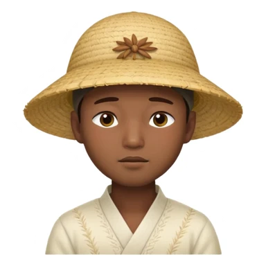Asian guy with a rice hat, eyes more closed sticker