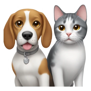 A beagle and a white and gray cat  sticker