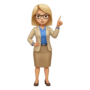 full body angry female teacher without glasses pointing finger sticker