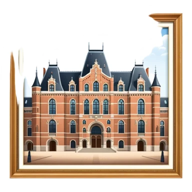Cinematic Realistic Rijksmuseum Landmark Emoji, depicted with the grand facade of the museum rendered in intricate detail and soft, historical lighting. sticker