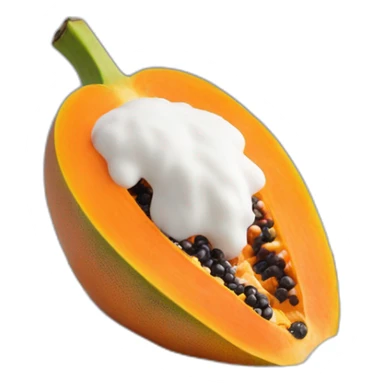 papaya sliced covered with white milk powder on a bowl sticker
