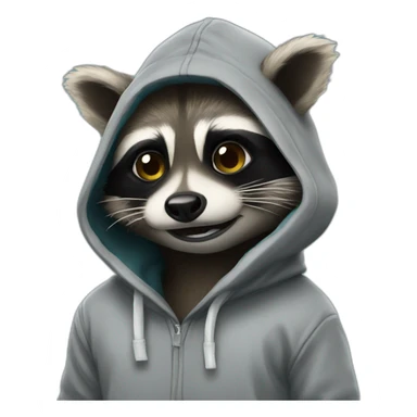 raccoon with a hoodie smoke sticker