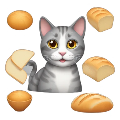 Grey Cat, Brazilian short hair cat, making bread sticker