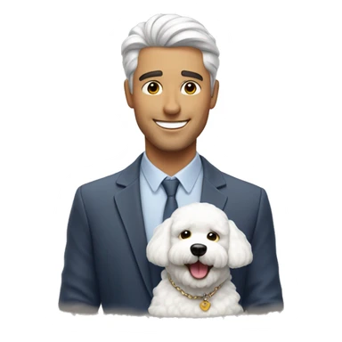 smiling handsome man with Bichon  sticker