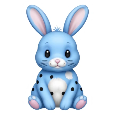 A blue bunny with big black polka dots around the bunnies body sticker