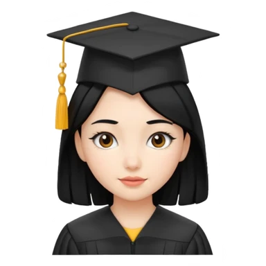 girl with beautiful black hair and graduation hat sticker