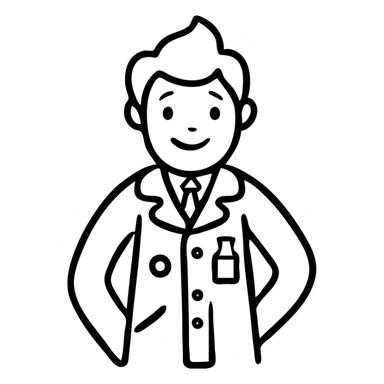 Scientist hero with lab coat and beaker sticker