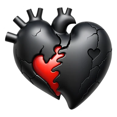 black broken heart oozing black goo from the bottom of the heart sticker