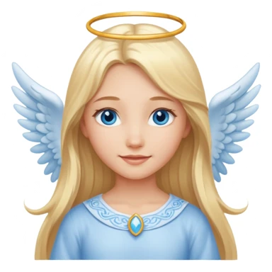girl whit long blond hair, blu eyes and an angelic face sticker