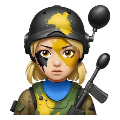 paintball player face girl sticker
