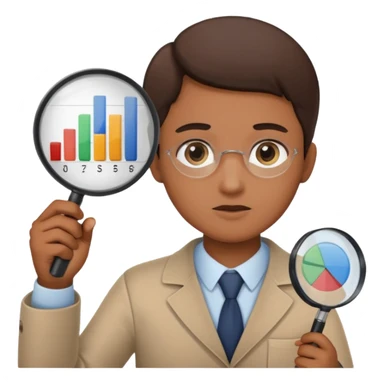 person with a magnifying glass and charts sticker