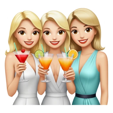 three blonde girls and a brunette girl drinking cocktails  sticker