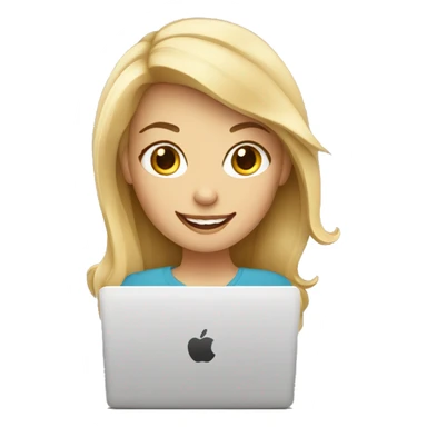 Blondie Girl with a laptop and coffee smiling sticker