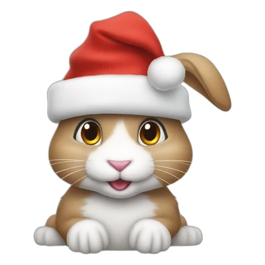 rabbit in a christams hat sticker
