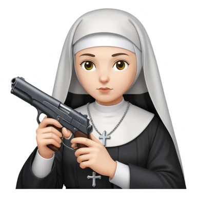 stylish nun holding a gun sticker