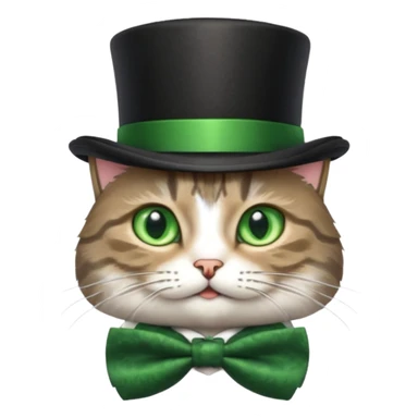 Grey tabby cat in top hat and bow tie sticker