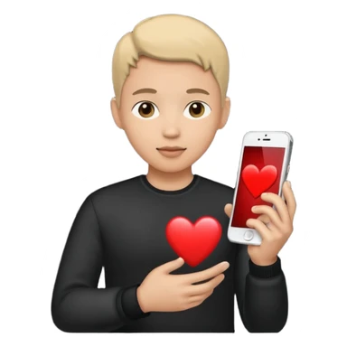 person silhouette holding a phone with a heart sticker