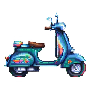 colorful scooter, transportation sticker