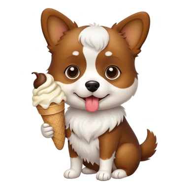 Little dog with ice cream  sticker