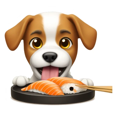 Dog eating sushi sticker