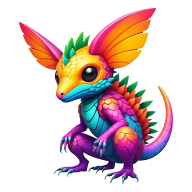 Tropical futuristic lush warm-colored modern colorful cyber-Fakémon-Trico-creature sticker