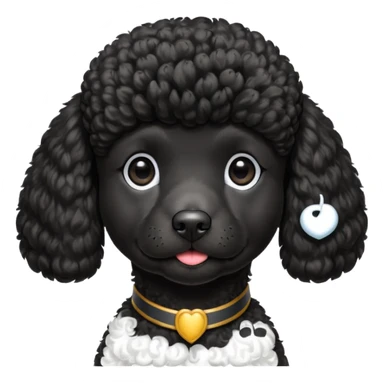 A high-resolution digital illustration of a black poodle in a clean, semi-realistic style. The poodle is shown from the chest up, facing sideways head tilted of the head to the left sticker