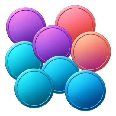 coins credit pack in gradient of turquoise, blue, pink, purple, and coral color sticker