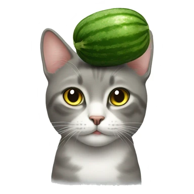 cat with cucumber on head sticker