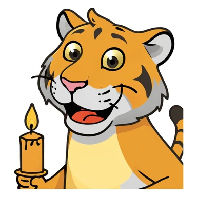 tiger with a candle excited sticker