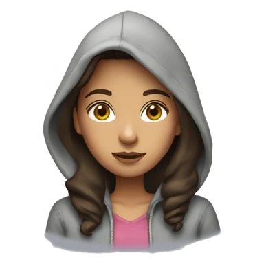 brunette girl wearing a hoodie sticker