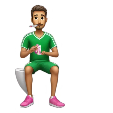 Algerian man smoking an electronic cigarette with a pink football jersey in the toilet sticker