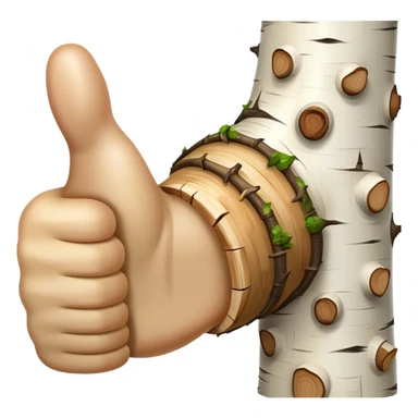 thumbs up emoji made of birch tree sticker