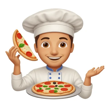 smiling Italian chef spinning pizza dough sticker