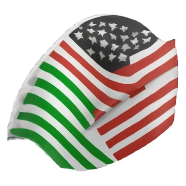 Create a flag design with three horizontal stripes. The top stripe is green, the middle stripe is white, and the bottom stripe is black. In the middle white stripe, include three red five-pointed stars evenly spaced. sticker