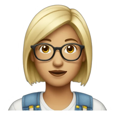 women in a overalls with glasses sticker