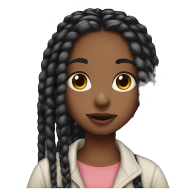 African American girl with long black box braids rolling her eyes sticker