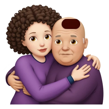  Old White  fat man no hiar hugging dack skin curly hair woman sticker