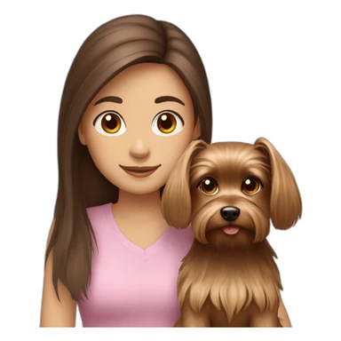Brown hair girl with a yorkshire terrier sticker