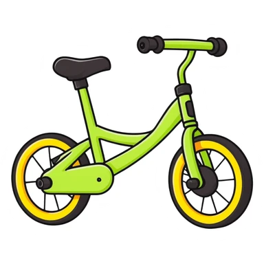 children's bicycle with training wheels, colorful, cartoon style sticker